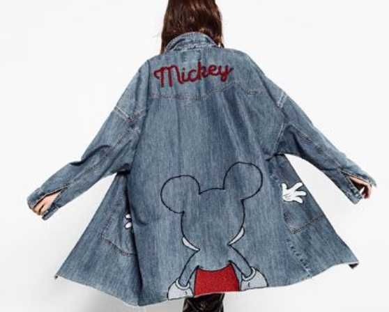 Zara jeansowy, dżinsowy płaszcz z Myszka Miki, Disney Mickey S, M , L