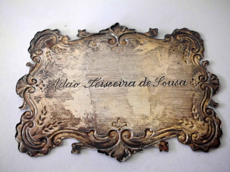 placa comemorativa em prata Fed. Nacional dos Produtores de Trigo 1956