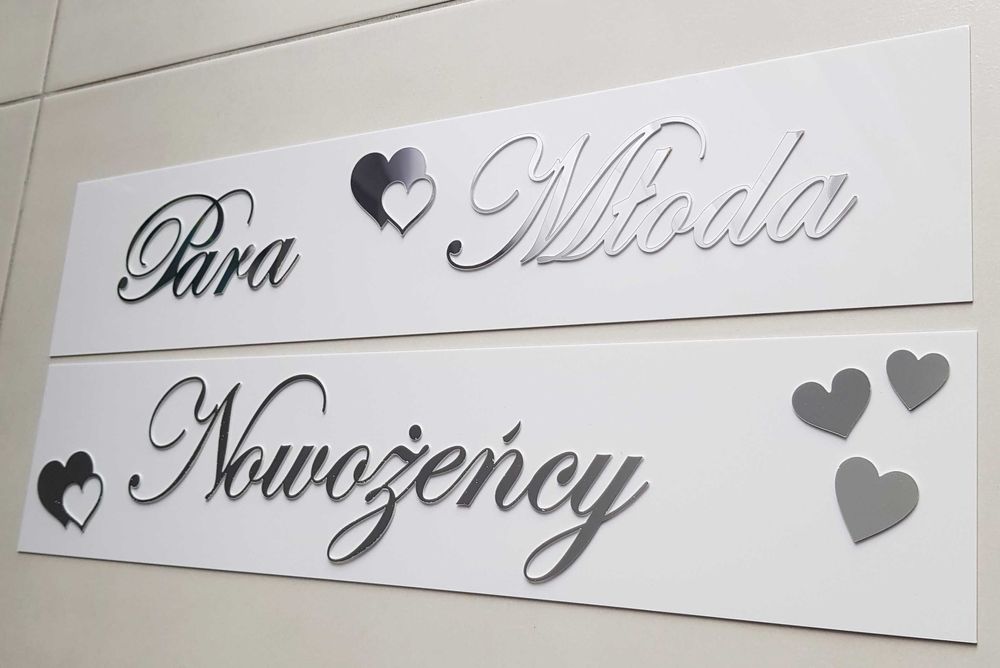 Rejestracja ślubna, tablice młoda para