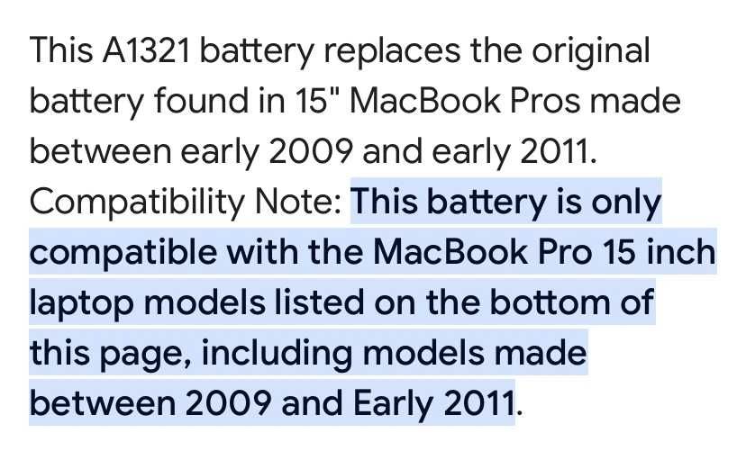 Bateria Macbook Pro 15’ A132164354224921217124