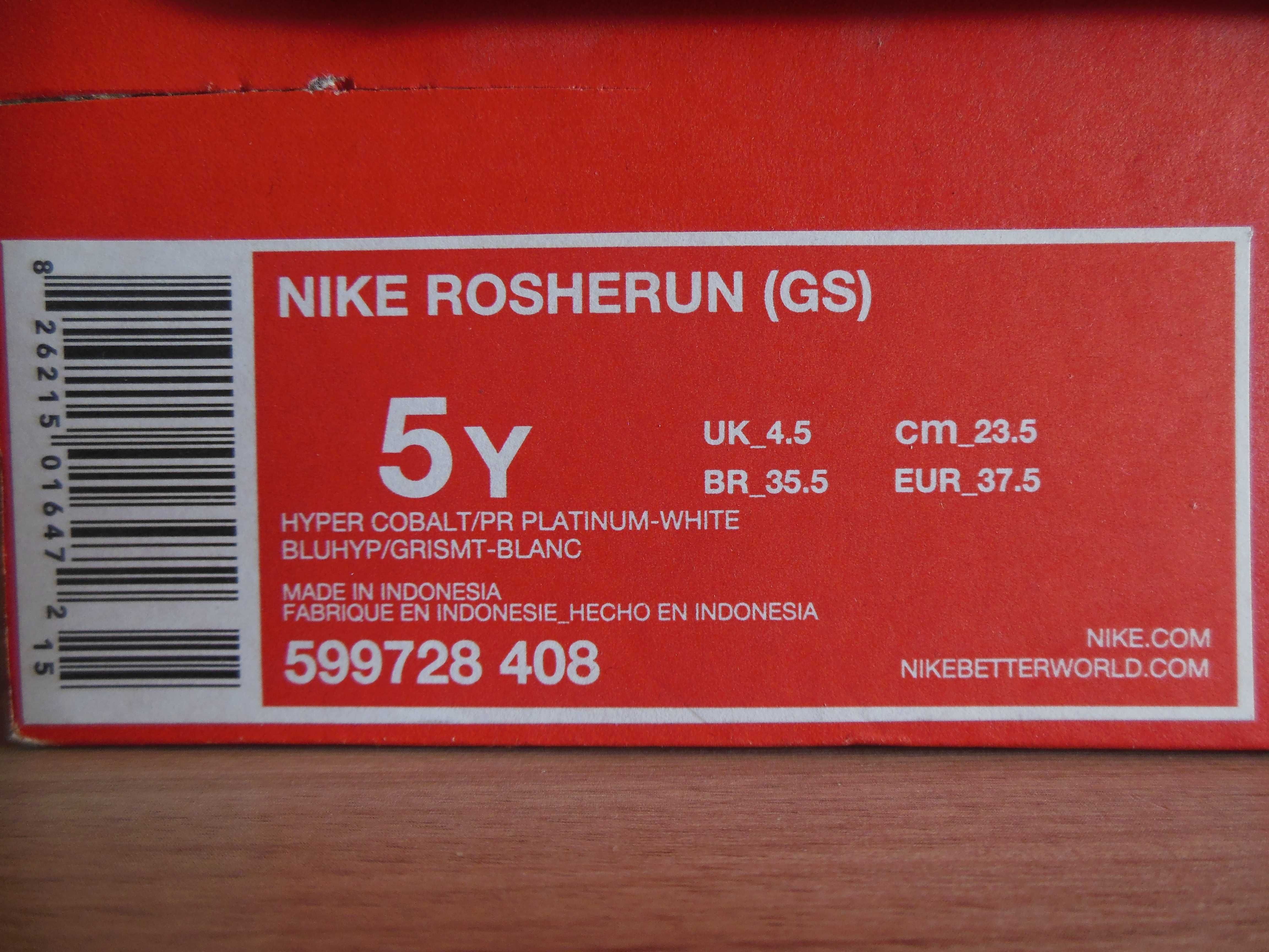 37,5 Niebieskie Nike Roshe Run Blue / White