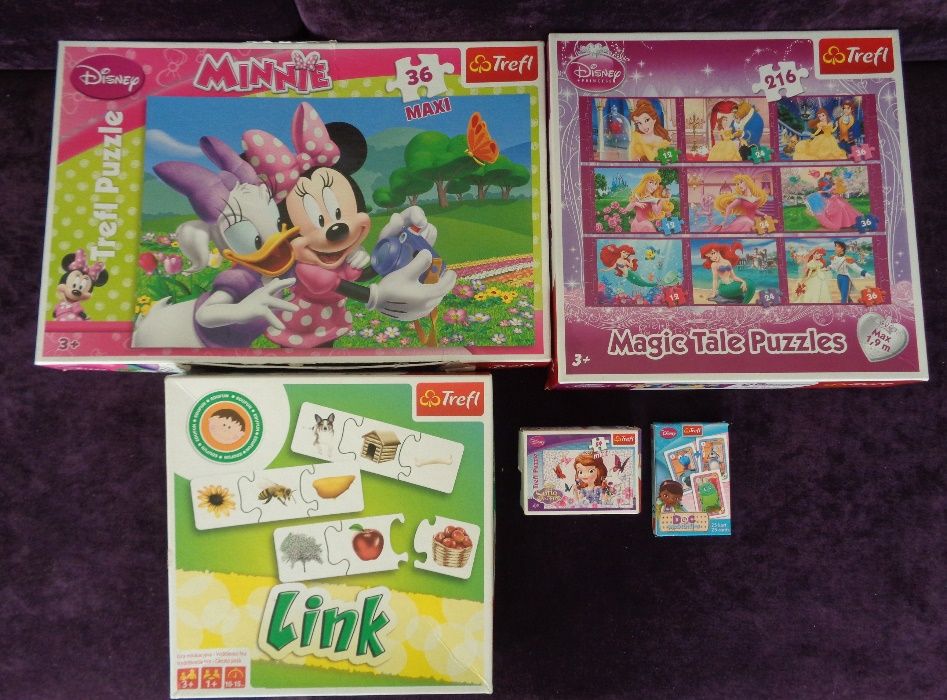 Disney Trefl Puzzle Minnie gra edukacyjna LINK karty Doktor Dosia 3+