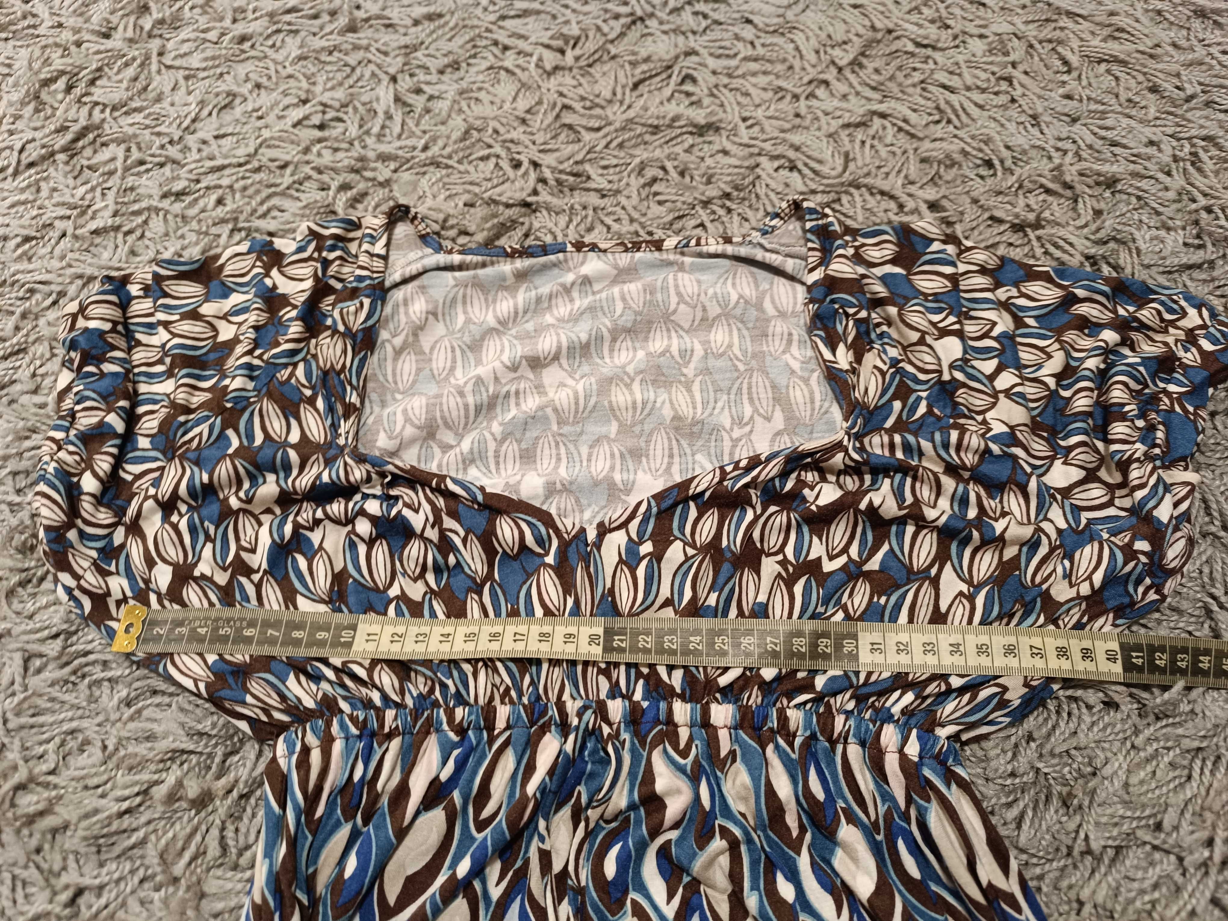 Sukienka krótka z rękawami dekolt V luźna print geometric wygodna r.S