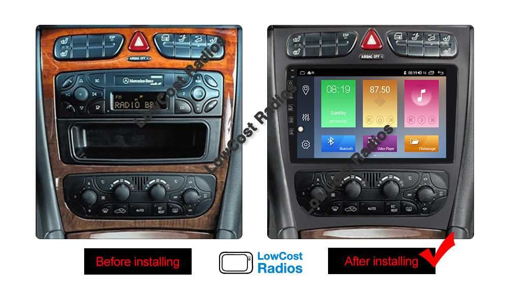 Auto Rádio 9' MERCEDES BENZ W203 e W209 | GPS ANDROID BT USB APPS WIFI