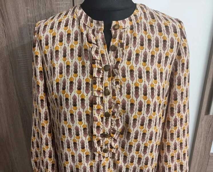 Sukienka We Wzory Rękaw 3/4 Styl Vintage H&M Rozmiar 38