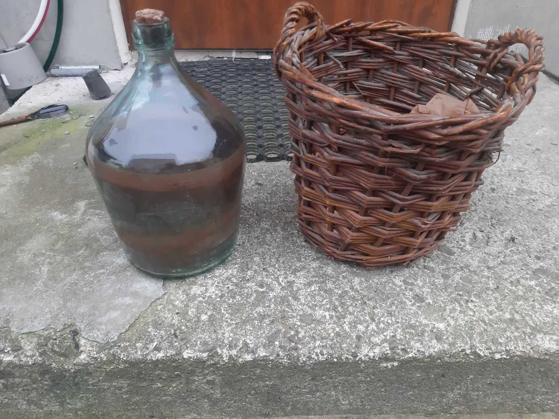 Dymiony Szklane butle z koszem 15 litrów i 5 litrowa z koszem