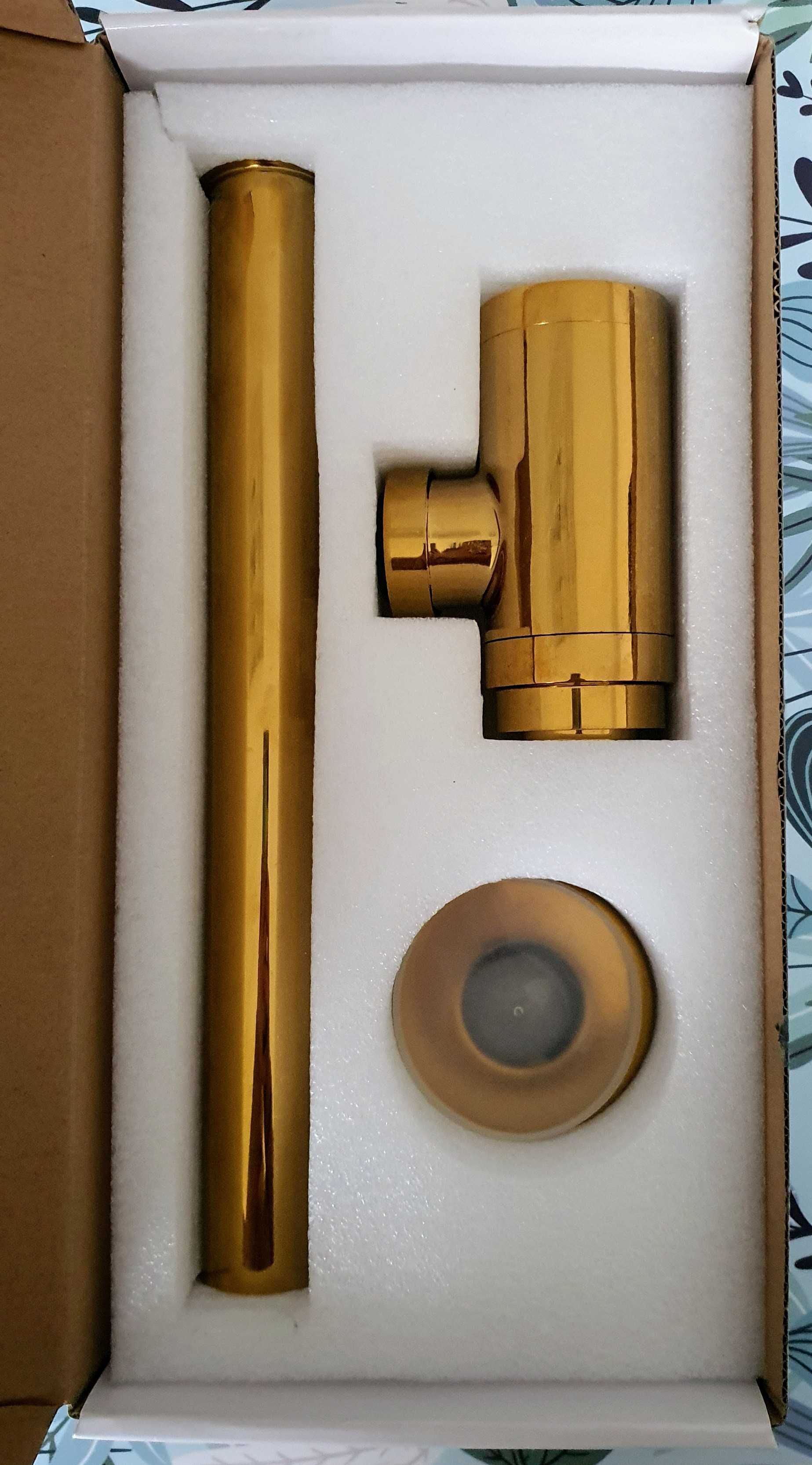 Nowy syfon umywalka złoty gold mosiądz komplet SMO-gd