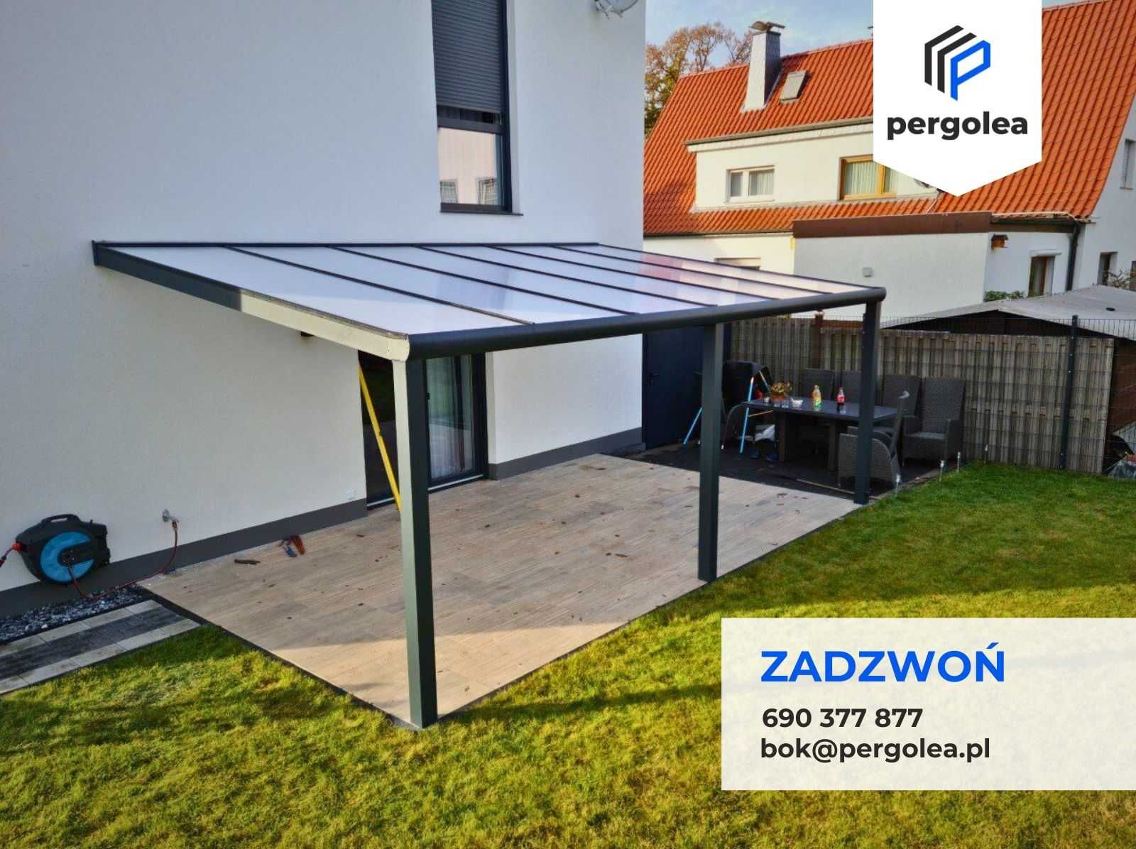 Zadaszenie Tarasu 6x3 z montażem Aluminium + Poliwęglan 16 mm ZAMÓW!