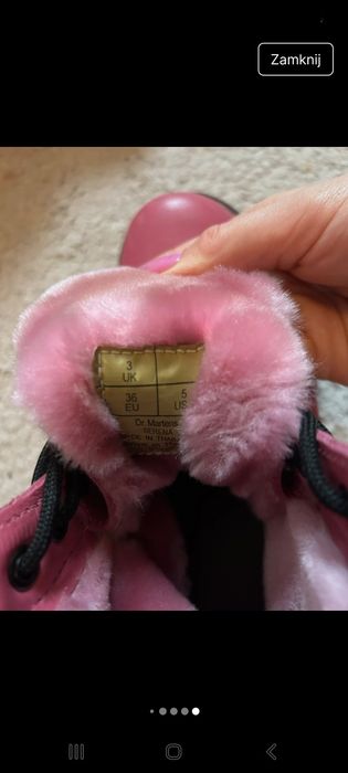 Oryginalne dr Martens martensy glany 36 rozmiar 3 różowe ocieplane