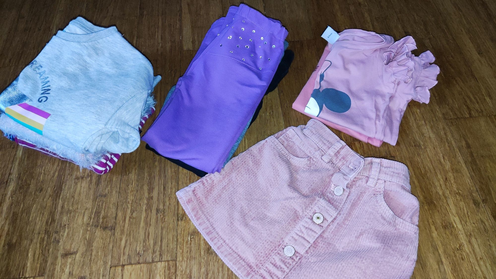 Komplet dla dziewczynki bluzy bluzki 110 116 spódnica spodnie
