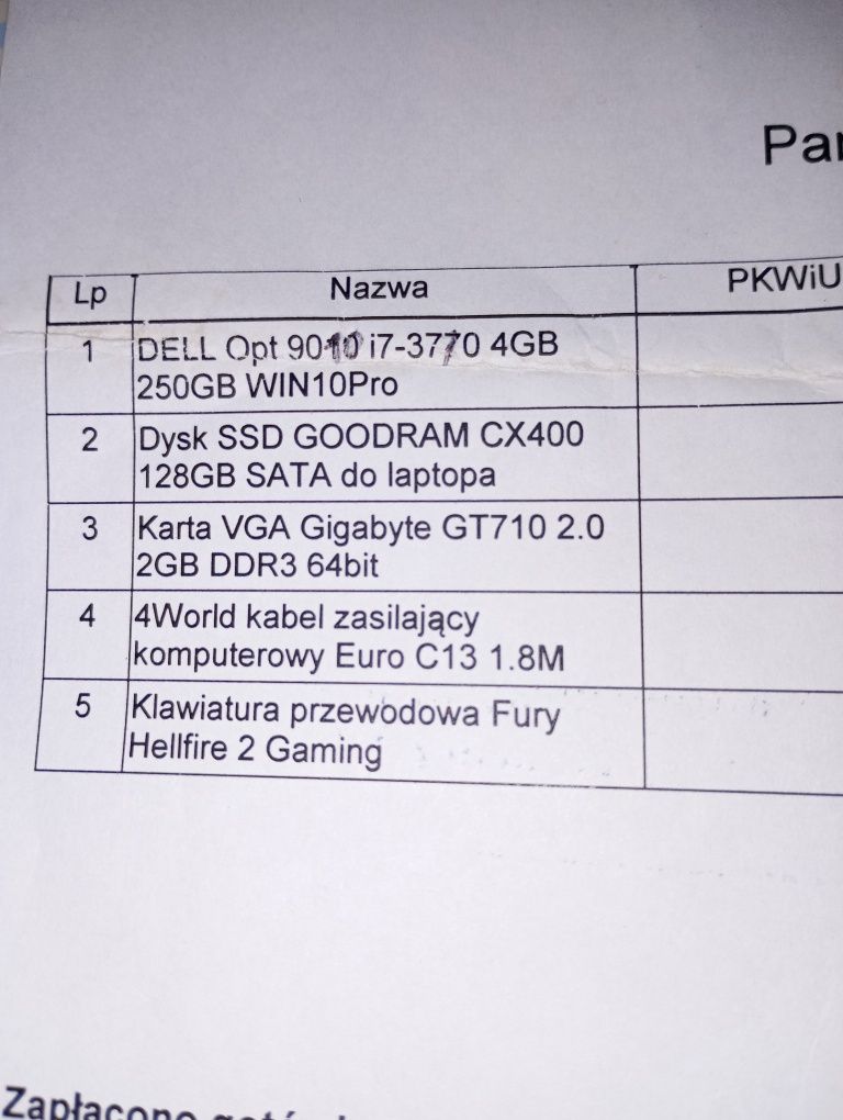 Komputer DELL parametry w ogłoszeniu