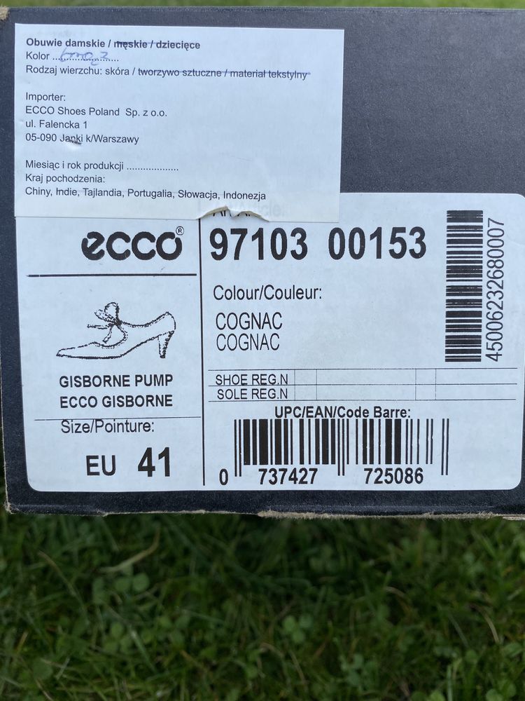 Czółenka skórzane Ecco, szpilki, buty na obcasie