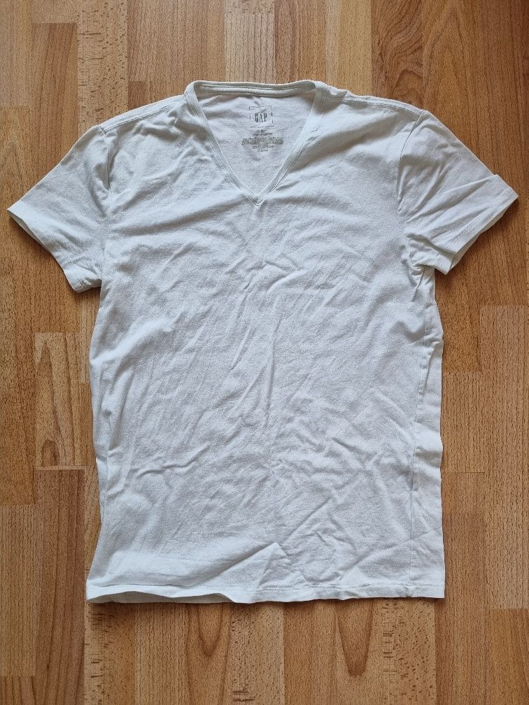 Белые футболки GAP стретч с V-образным вырезом, S