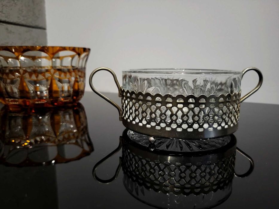 Cukiernica PRL szklana koszyczek RETRO