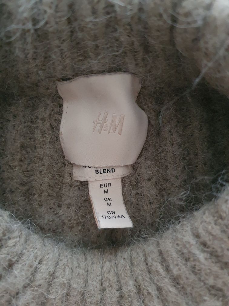 Sweter H&M M z domieszką wełny beżowy khaki jak Marant