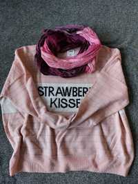 Sweterek damski młodzieżowy pudrowy róż XL