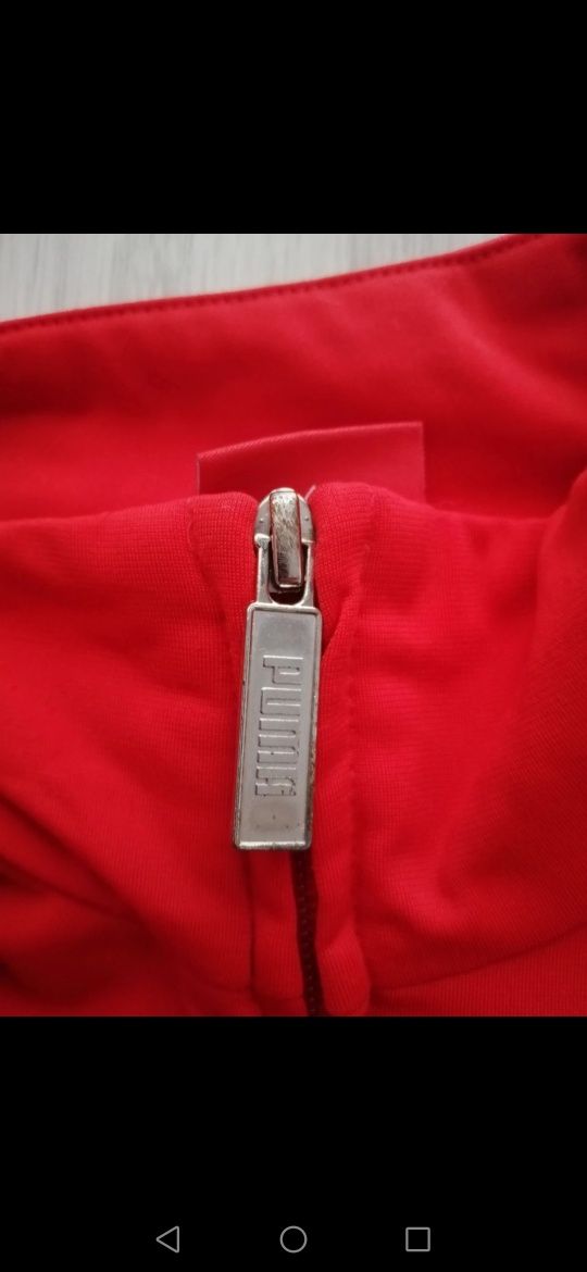 Bluza Puma czerwona na suwak bez kaptura, czarny napis