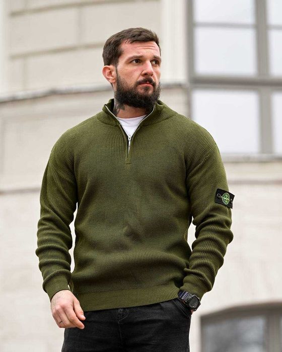 Кофта Стон Айленд Олива Кофта Stone Island Black Халф Зип