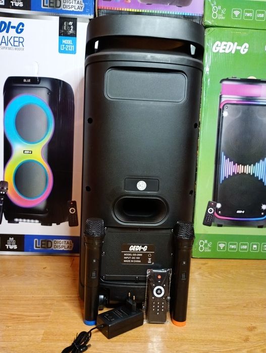 Блютуз караоке акустика Temeisheng-38D(SD,USB,FM)пультДУ, 2микрофона