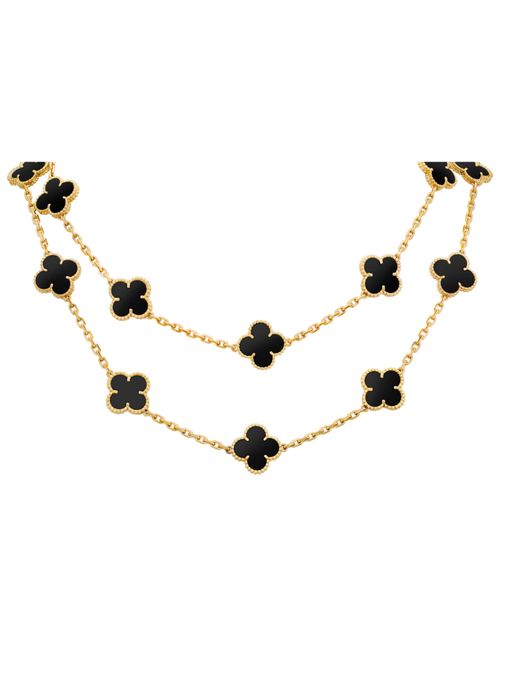 Van Cleef łańcuszek 20 koniczynek czarne i bransoletka