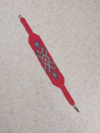 червоний браслет в українському стилі прикраси ручна робота браслети