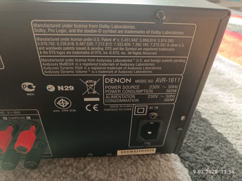 Amplituner Denon AVR-1611 + głośniki Altus 75 i  Skart 60
