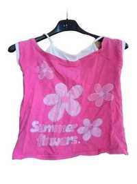 różowa bluzka w kwiatki koszulka crop top t-shirt cottagecore y2k