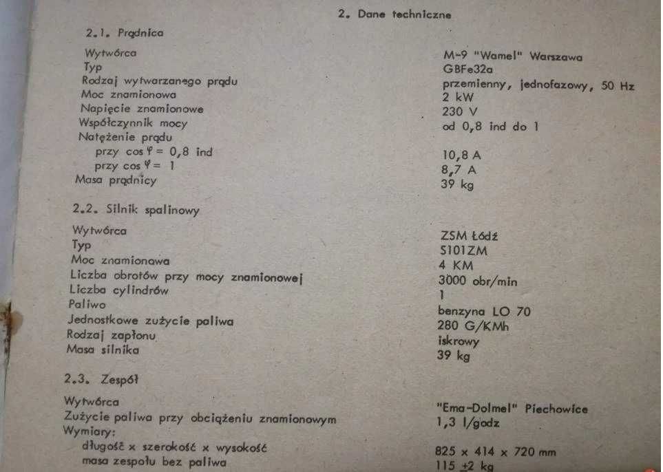 Wojskowy AGREGAT prądotwórczy PAB2 PAB - 2kW -wysoka wersja