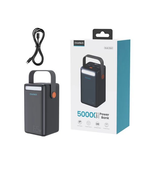 Зовнішній акумулятор Choetech B664 50000mAh PD + QC 65W Black