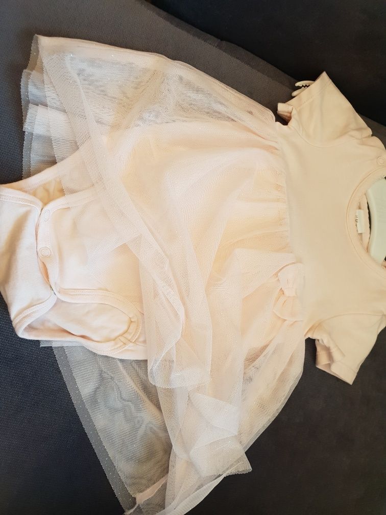 Elegancka tiulowa sukienka z body, H&M, 68