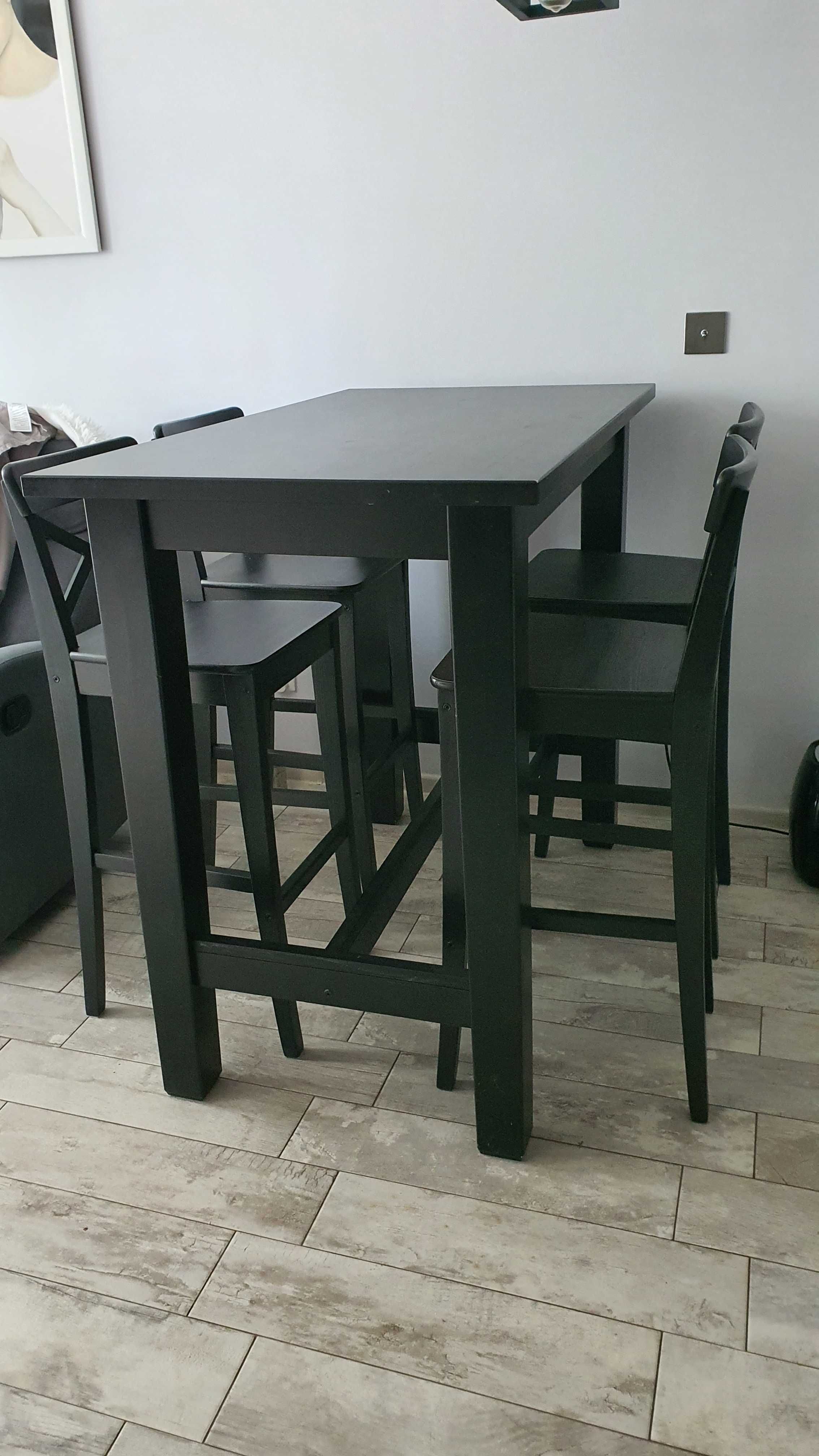 Stół barowy Stornäs i 4krzesła ikea czarne komplet