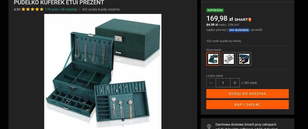 Nowa Szkatułka Na Biżuterię Zegarki Kuferek Duży Organizer Prezent