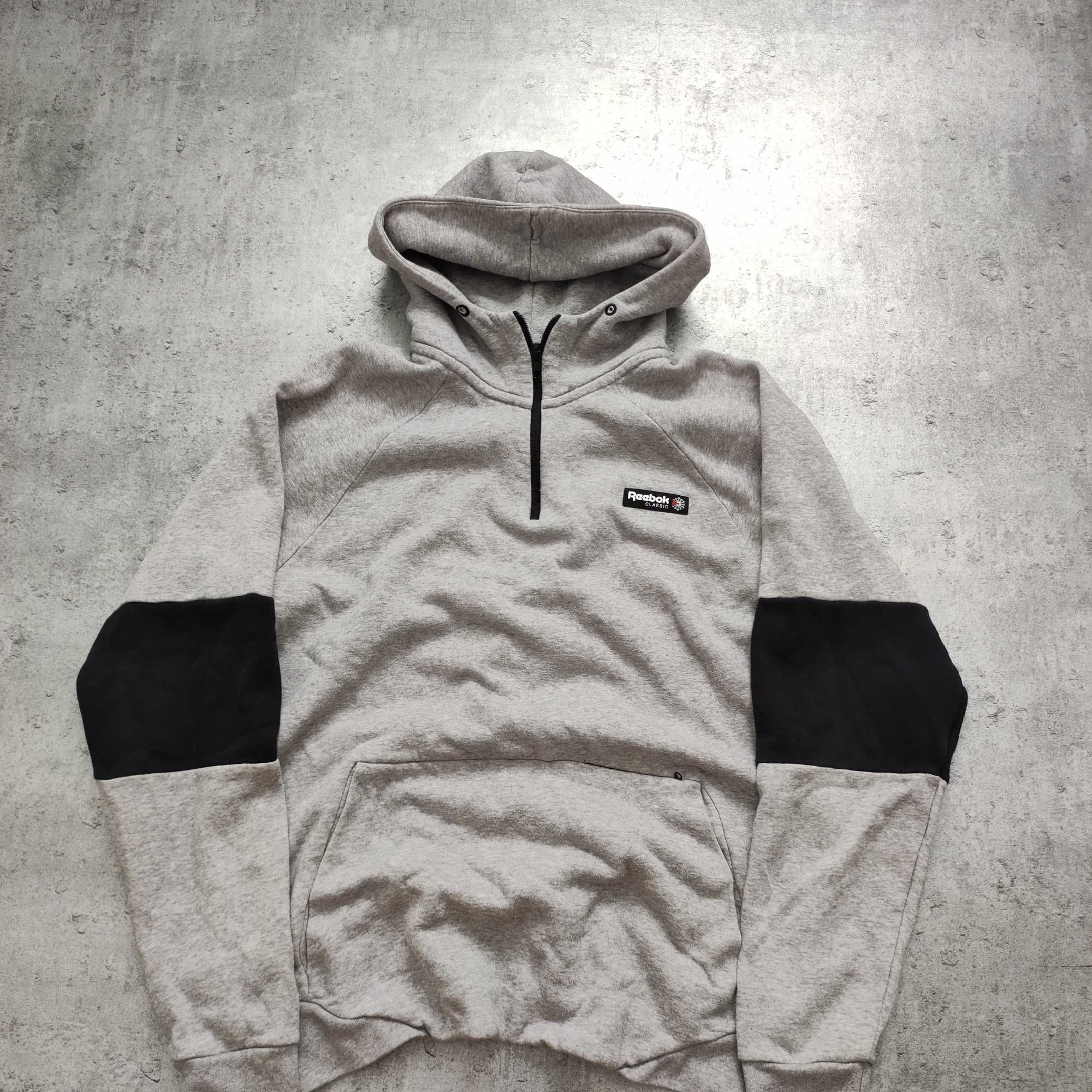 MĘSKA Bluza Bawełna z Kapturem Rozpinana Suwak Reebok GYM Active Logo