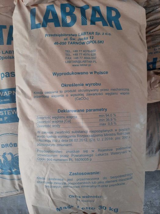 Kreda pastewna workowana do skarmiania zwierząt grubość 0,4-1 mm