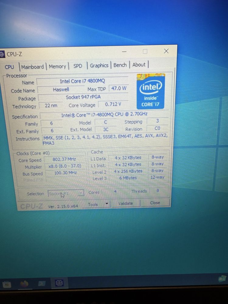 Dell M4800 Intel Core i7 4800MQ