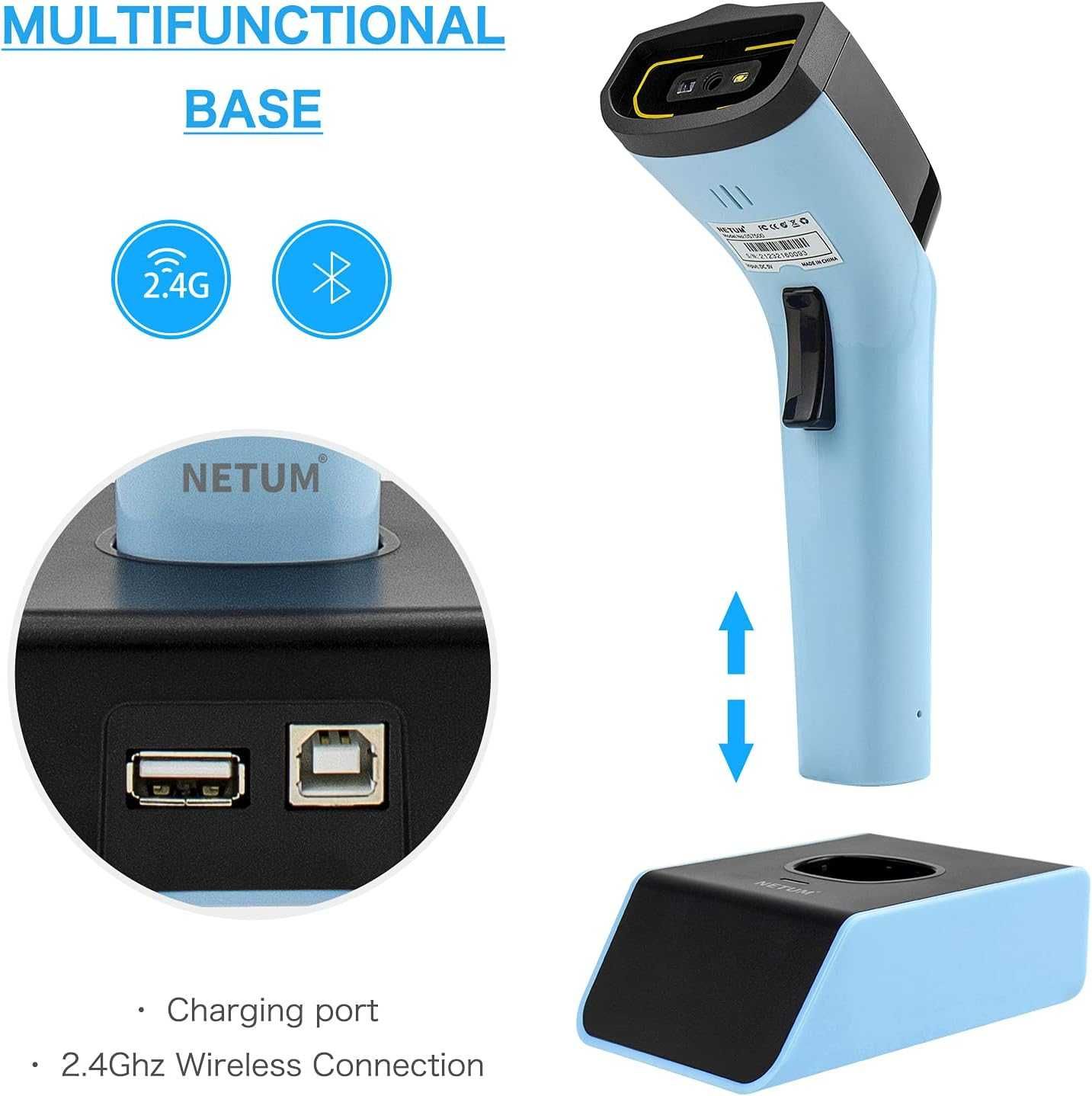 NETUM DS7500 Bezprzewodowy Skaner Kodów 2D z Bluetooth i Podstawką