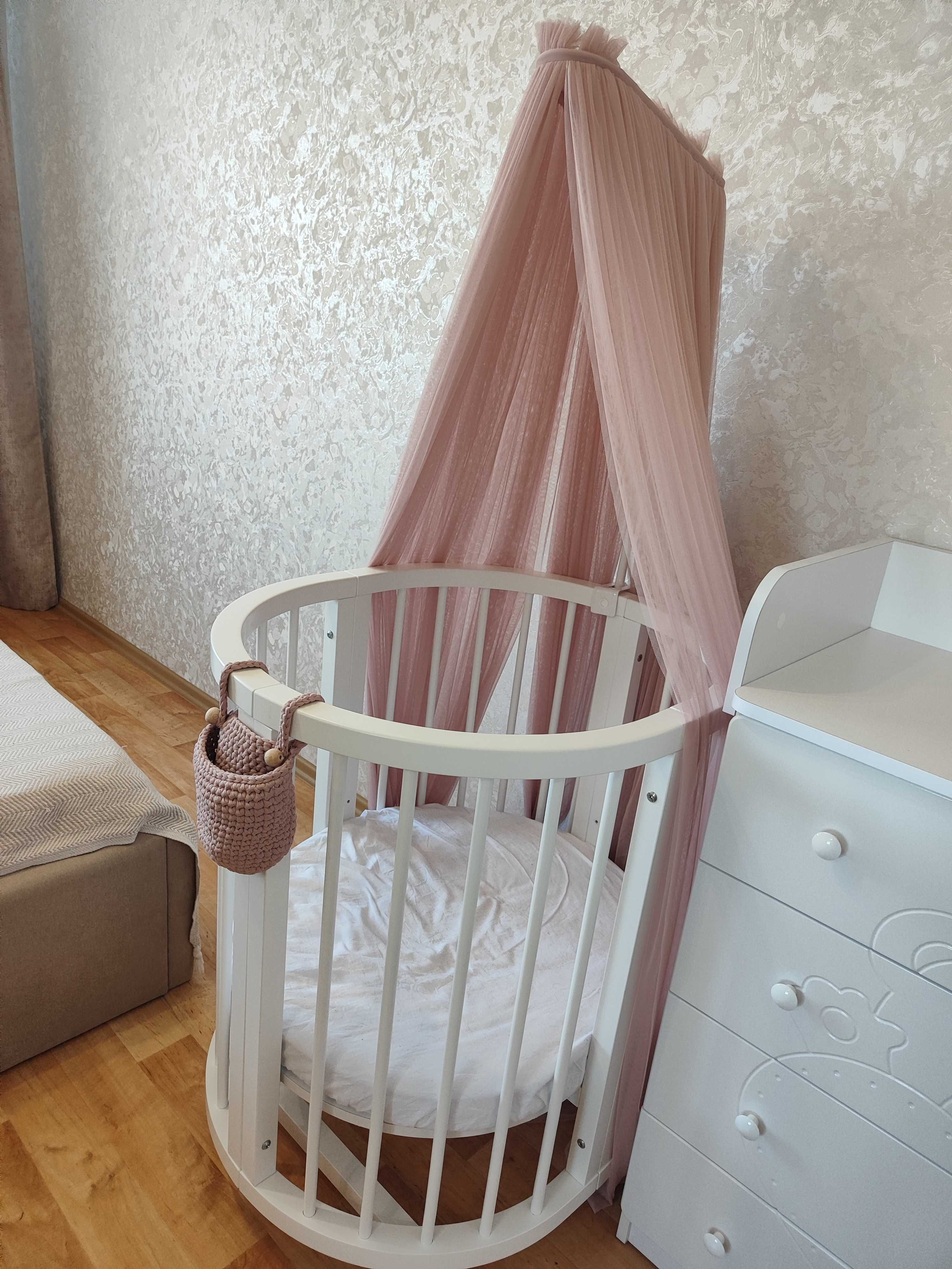 Овальне ліжечко Ovalbed 8в1White Lux +маятник