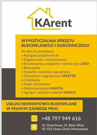 Wypożyczalnia nagrzewnica osuszacz wiertnica agregat
