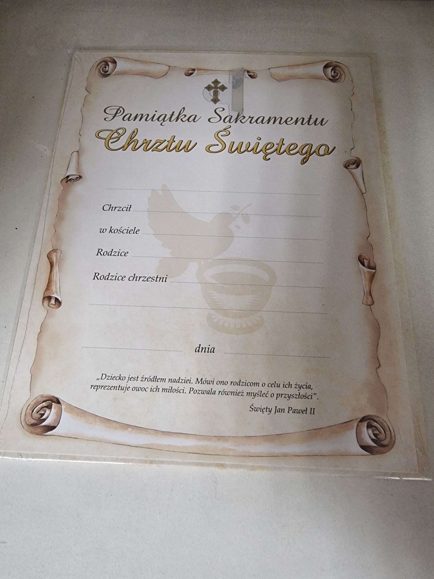 Pamiątka Chrztu Świętego dla Chłopca
