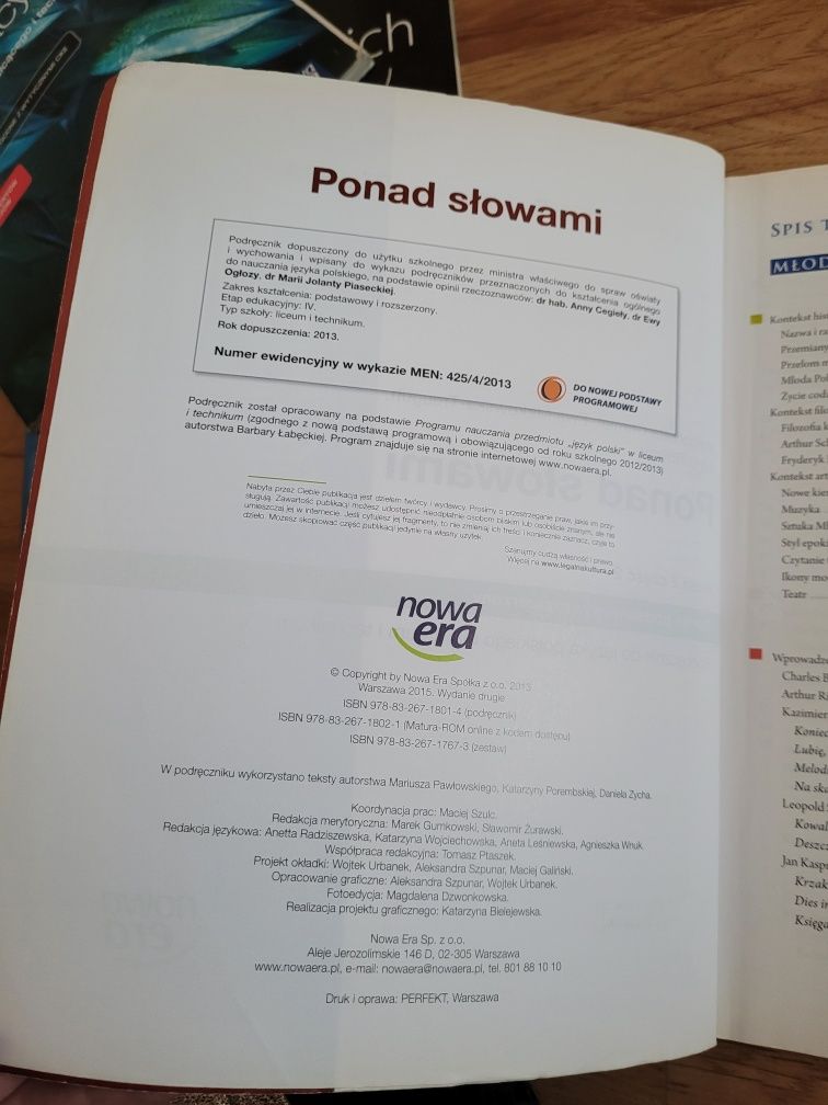 Książką Ponad słowami język polski liceum technikum matura