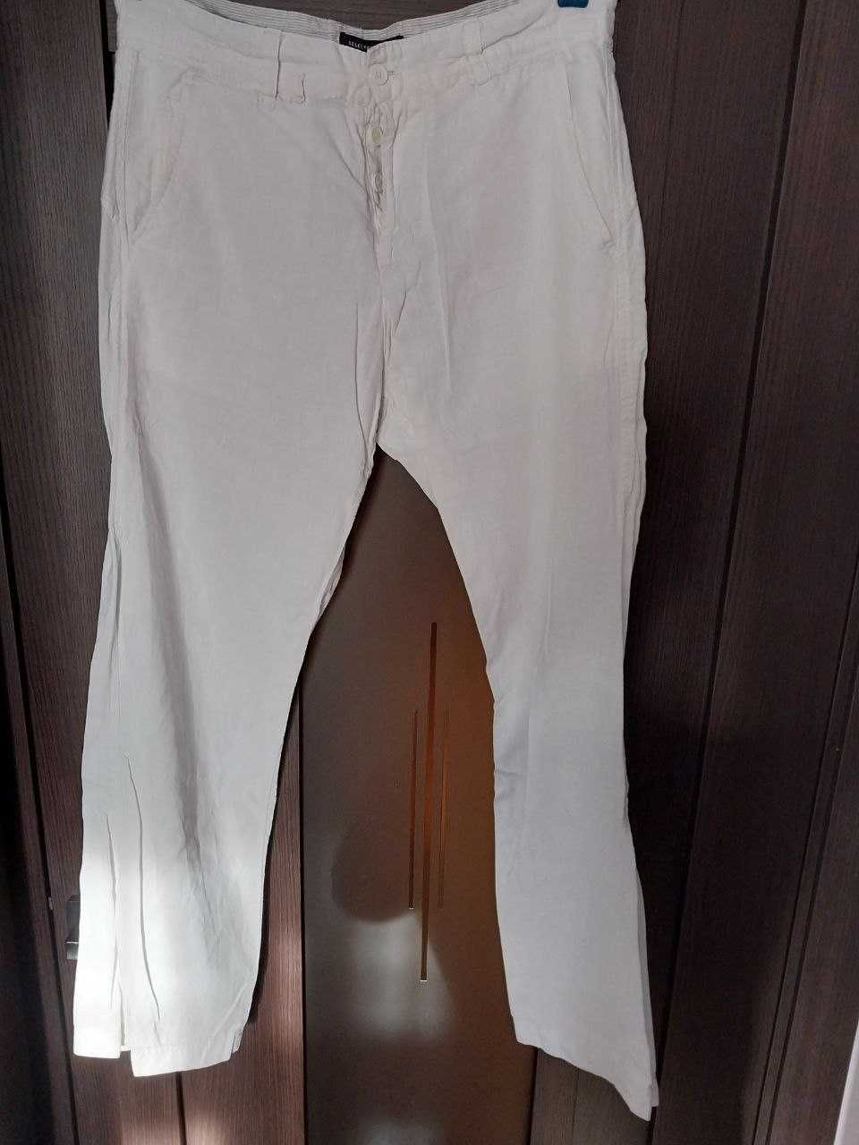 Чоловічі лляні білі літні штани Sisley Мужские льняные белые брюки