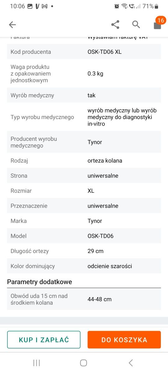 Orteza stabilizator kolana z zawiasami.