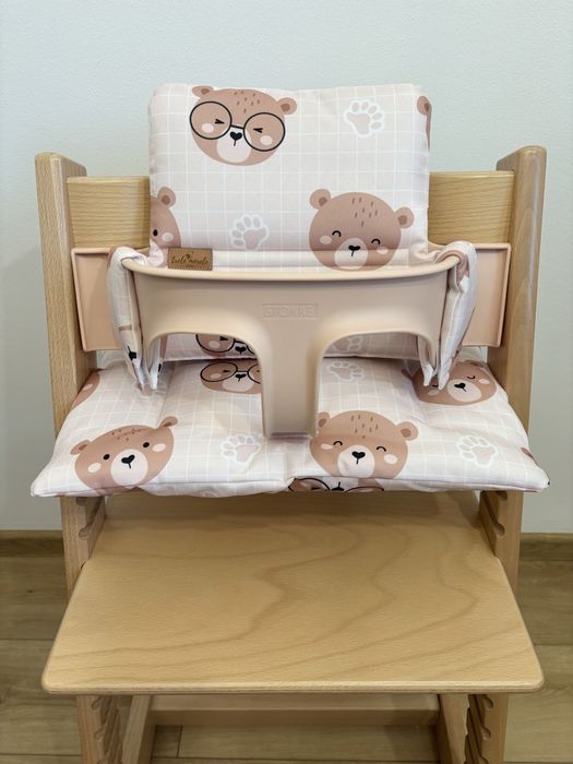 Wodoodporne poduszki do Stokke Tripp Trapp 2w1 morelowe misie
