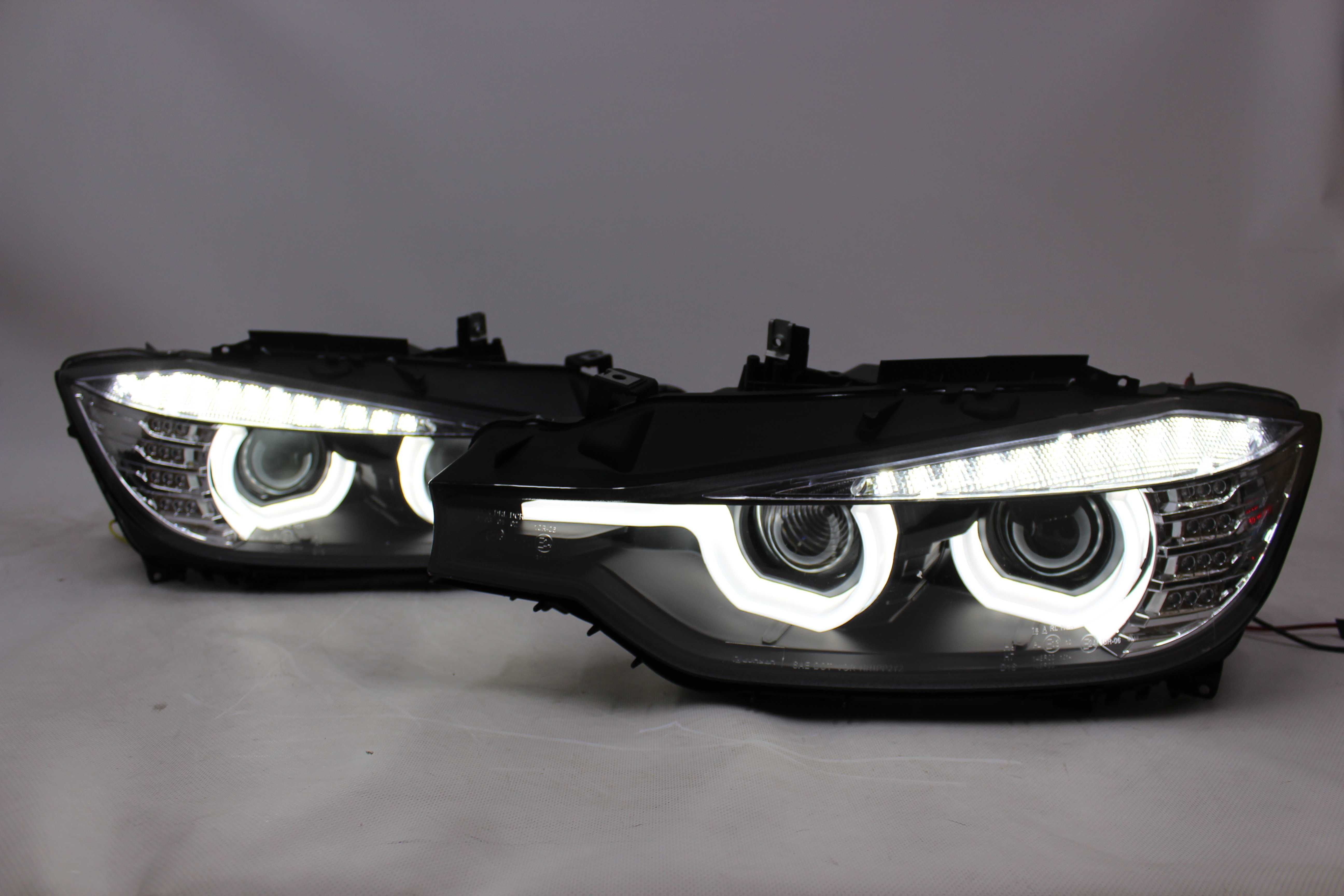 Lampy przednie przód BMW F30 11-15 LED U-BAR NEON Xenon D1S RINGI IGŁA