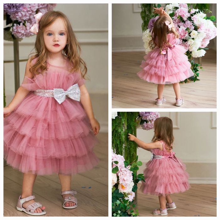 Супер пишна дитяча рожева персикова малинова сукня на 1 2 3 4 5 р