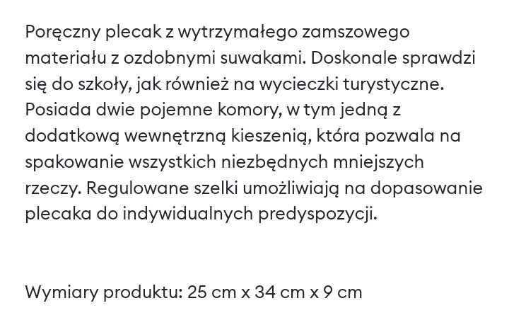 Plecak dziewczęcy zamszowy