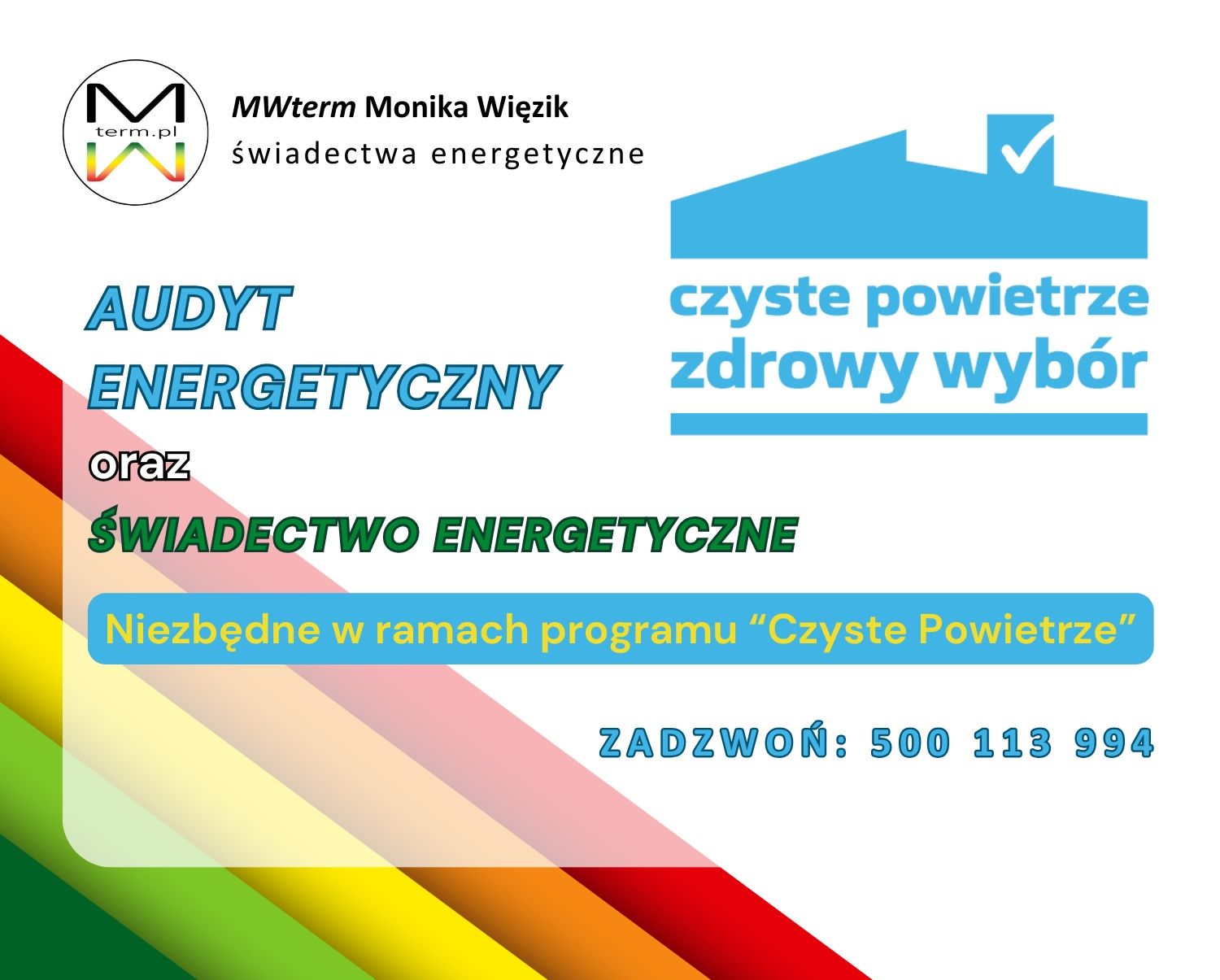 Audyt Energetyczny CZYSTE POWIETRZE, Świadectwo Energetyczne