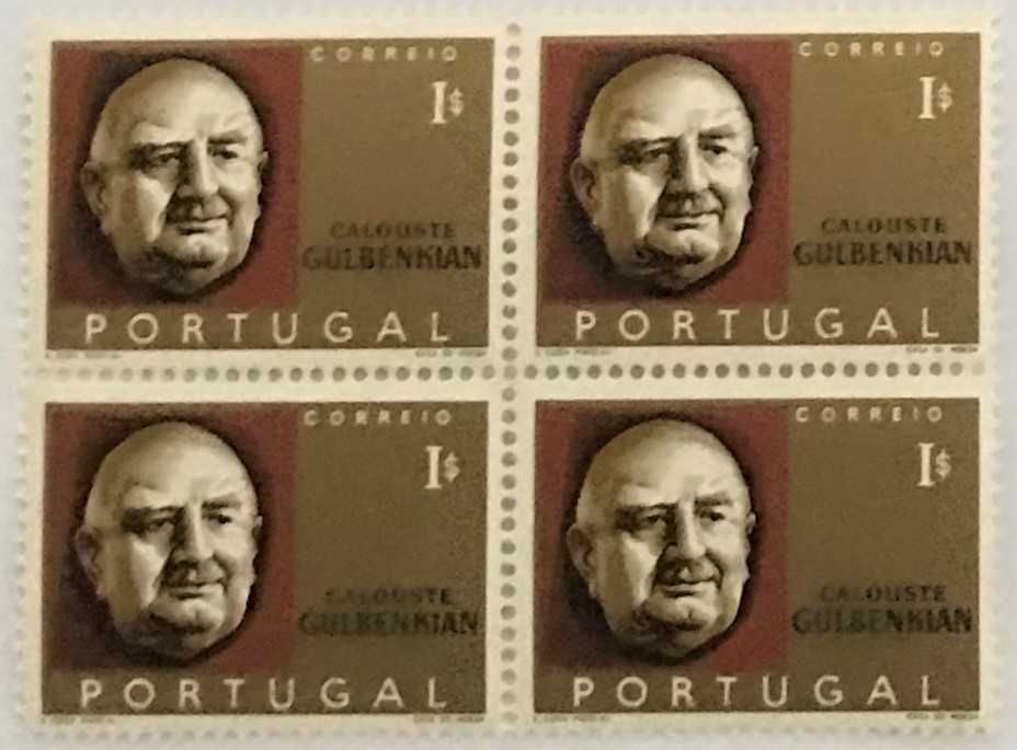 Quadra de selos novos de 1$00 - Calouste Gulbenkian - 1965