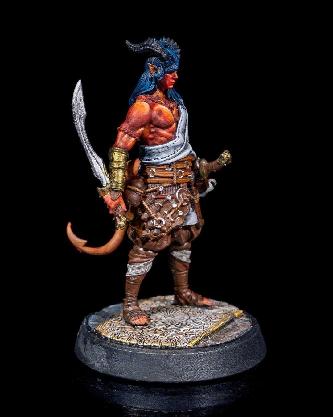 Kamus Diabelstwo wojownik figurka 32mm 14K zgodna z DnD RPG Pathfinder