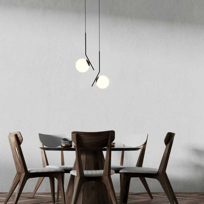 Candeeiro suspensão preto mate estilo IC Flos